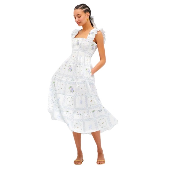 Hill House White Floral Midi Dress - Picture 4 of 13